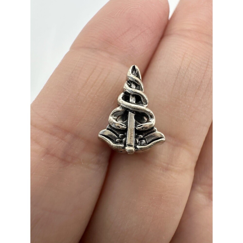Pagoda 925 Sterling Silver Caduceus Charm